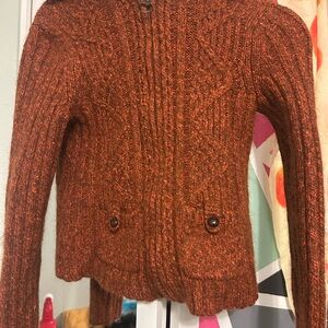 LOFT Burnt Orange Textured Cardigan